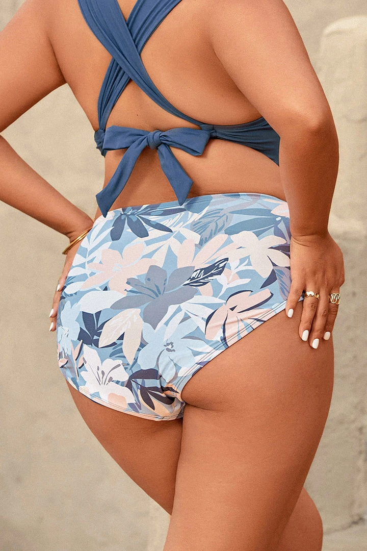 CUPSHE Swimwear BOGO 40% OFF Kirstin Tropical Ruched Plus Size Bikini Bottom
