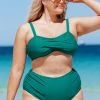 CUPSHE Emerald Crisscross Plus Size Bikini & High Waist Bottom Set