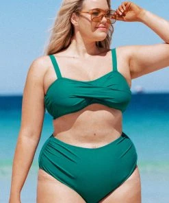 CUPSHE Emerald Crisscross Plus Size Bikini & High Waist Bottom Set