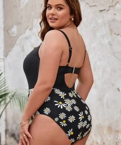 CUPSHE Swimwear UP TO 70% OFF Hadlee Daisy Floral Plus Size One Piece Swimsuit
