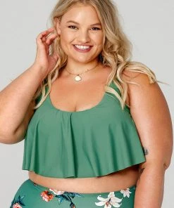CUPSHE Bree Ruffle Tankini Plus Size Bikini Top