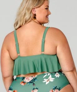CUPSHE Bree Ruffle Tankini Plus Size Bikini Top