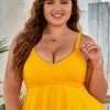 CUPSHE Karlee Yellow V-neck Ruffle Plus Size Bikini Top Swimwear BOGO 40% OFF