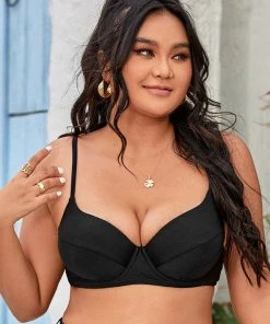 CUPSHE Elizabeth Lace-up Back Plus Size Bikini Top Swimwear UP TO 70% OFF