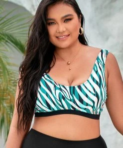 CUPSHE Amiyah Zebra Print Cut Out Plus Size Bikini Top