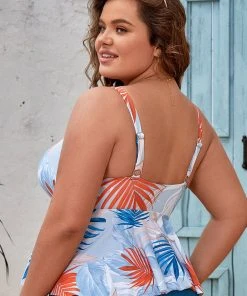CUPSHE Myra Ruffle Hem Plus Size Tankini Top