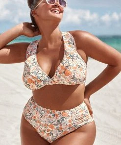CUPSHE Elodie Ditsy Floral Ruffle Plus Size Bikini Top