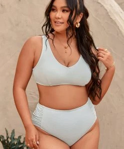 CUPSHE Madisen Ruched White Plus Size Bikini Bottom