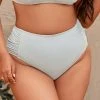 CUPSHE Madisen Ruched White Plus Size Bikini Bottom