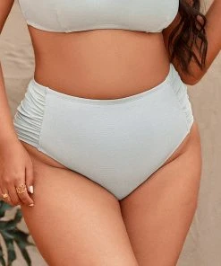 CUPSHE Madisen Ruched White Plus Size Bikini Bottom