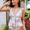 CUPSHE Swimwear UP TO 70% OFF Tina Floral Ruffle Hem Tankini