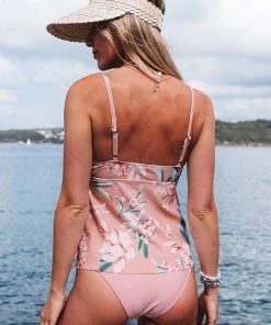 CUPSHE Bikinis Breana Floral V-neck Cut Out Low Waisted Tankini