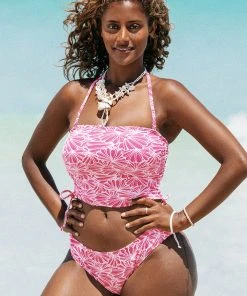 CUPSHE Abigayle Jacquard Drawstring Side Halter Tankini