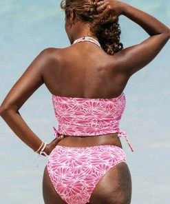 CUPSHE Abigayle Jacquard Drawstring Side Halter Tankini