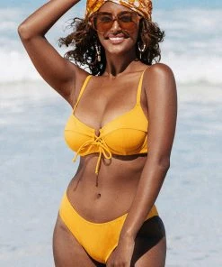 CUPSHE Bikinis Asha Rib Underwire Tie Front Bikini