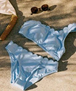 CUPSHE Charmed Romance Scalloped One Shoulder Bikini Top & Bikini Bottom