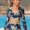 CUPSHE Sariah Floral Wrap Long Sleeve Bikini