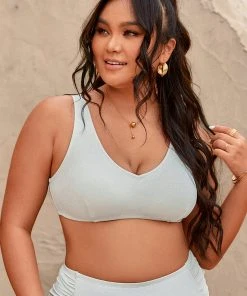 CUPSHE Madisen V-neck Cut Out Tie Plus Size Bikini Top Swimwear UP TO 70% OFF