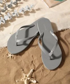 CUPSHE Sand Bar Rhinestone Grey Flip Flops