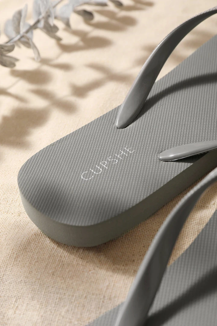 CUPSHE Sand Bar Rhinestone Grey Flip Flops