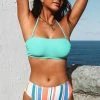 CUPSHE Bandeau & Coastal Stripes Cheeky High Waist Bikini Set