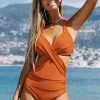 CUPSHE Cutout Back Tie Wrapped One Piece Swimsuit