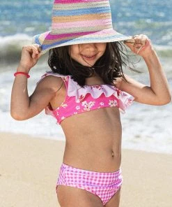 CUPSHE Girls' Ditsy Mix Ruffle One Shoulder And Hipster Bikini Set