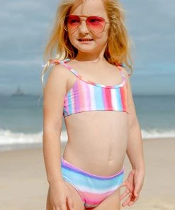 CUPSHE Vapor Wave Faux Tie Bralette And Mid Rise Hipster Bikini Set