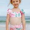 CUPSHE Wild Ronarce Puff Sleeve Girls Bikini Set