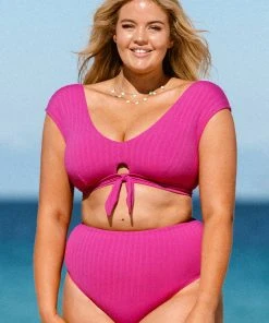 CUPSHE Breezy Rib High Waist Tummy Control Plus Size Bikini Bottom