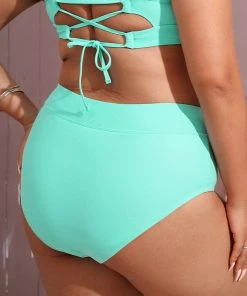 CUPSHE Swimwear UP TO 70% OFF Nature Trip Banded High Waist Tummy Control Plus Bikini Bottom