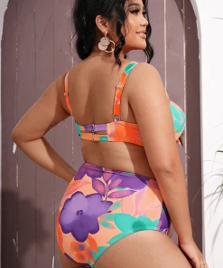 CUPSHE Lush Garden Underwire High Waist Tummy Control Plus Size Bikini