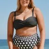 CUPSHE Swimwear BOGO 40% OFF Soleil Geo Twist Bandeau High Waist Tummy Control Plus Size Set