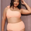 CUPSHE Nature Trip One Shoulder High Waist Tummy Control Plus Size Set Swimwear UP TO 70% OFF