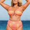 CUPSHE Swimwear UP TO 70% OFF Mercury Stripe Strappy Front Bralette Plus Size Bikini Top