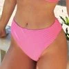 CUPSHE Bikinis Palm Beach High Leg High Waist Pink Bikini Bottom