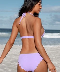 CUPSHE Vapor Wave Floral Scallop Triangle Top & Hipster Bikini Set Bikinis