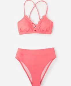 CUPSHE Swimwear UP TO 70% OFF Paluma Scalloped Bralette And Banded High Waist Bikini Set