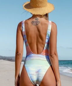 CUPSHE Clouds Scoop Back One Piece Swimsuit One Pieces