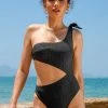 CUPSHE Paluma Falls Black Cut-out One Piece Swimsuit One Pieces