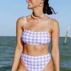 CUPSHE Summertime Gingham Scalloped Bralette Bikini Top Swimwear UP TO 70% OFF