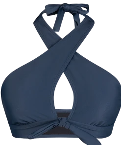 CUPSHE Omniscient Solid Cross Halter Bikini Top