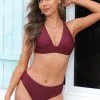 CUPSHE Bikinis Keeping It Cool Tall Tri Red Bikini Top