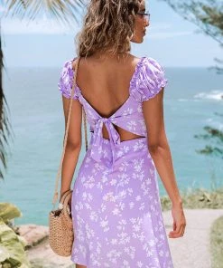 CUPSHE Dresses Katarina Ditsy Frill Bow Tie Cut Out Dress