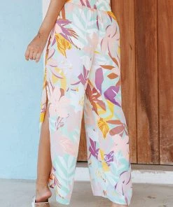 CUPSHE Cover Ups Liliana Leafy Elastic Waisted Pants