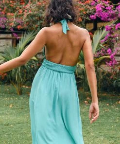 CUPSHE Dresses Skylar Green Halter V-neck A-shape Dress