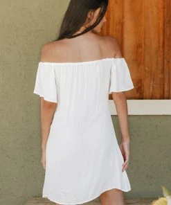CUPSHE Paloma White Off Shoulder Drawstring Dress Dresses