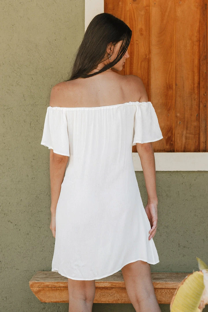 CUPSHE Paloma White Off Shoulder Drawstring Dress Dresses