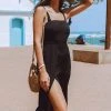 CUPSHE Amayah Black Shoulder Tie Midi Dress Dresses