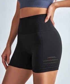 CUPSHE Orchid Black Mid Waist Biker Shorts